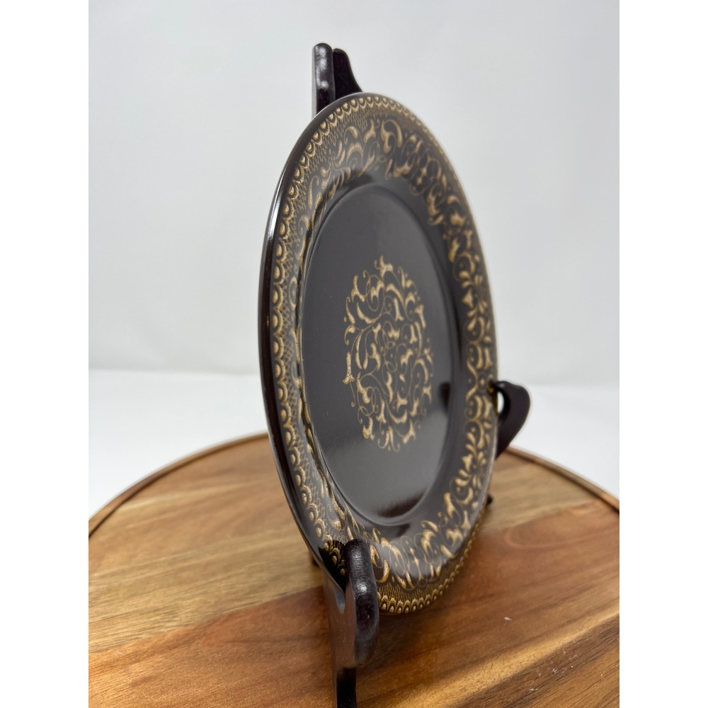 Vintage Dark Brown Gold Medallion Pattern Charger Plates Set‎ of 5  Decorative - Picture 11 of 14